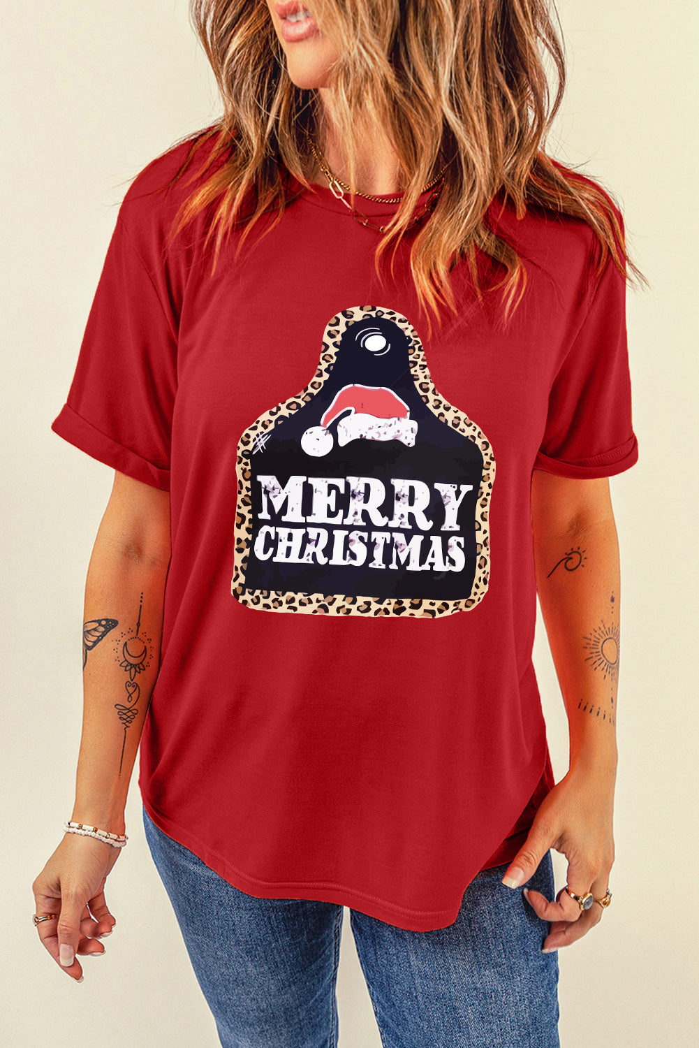 MERRY CHRISTMAS Leopard Frame Graphic Tee