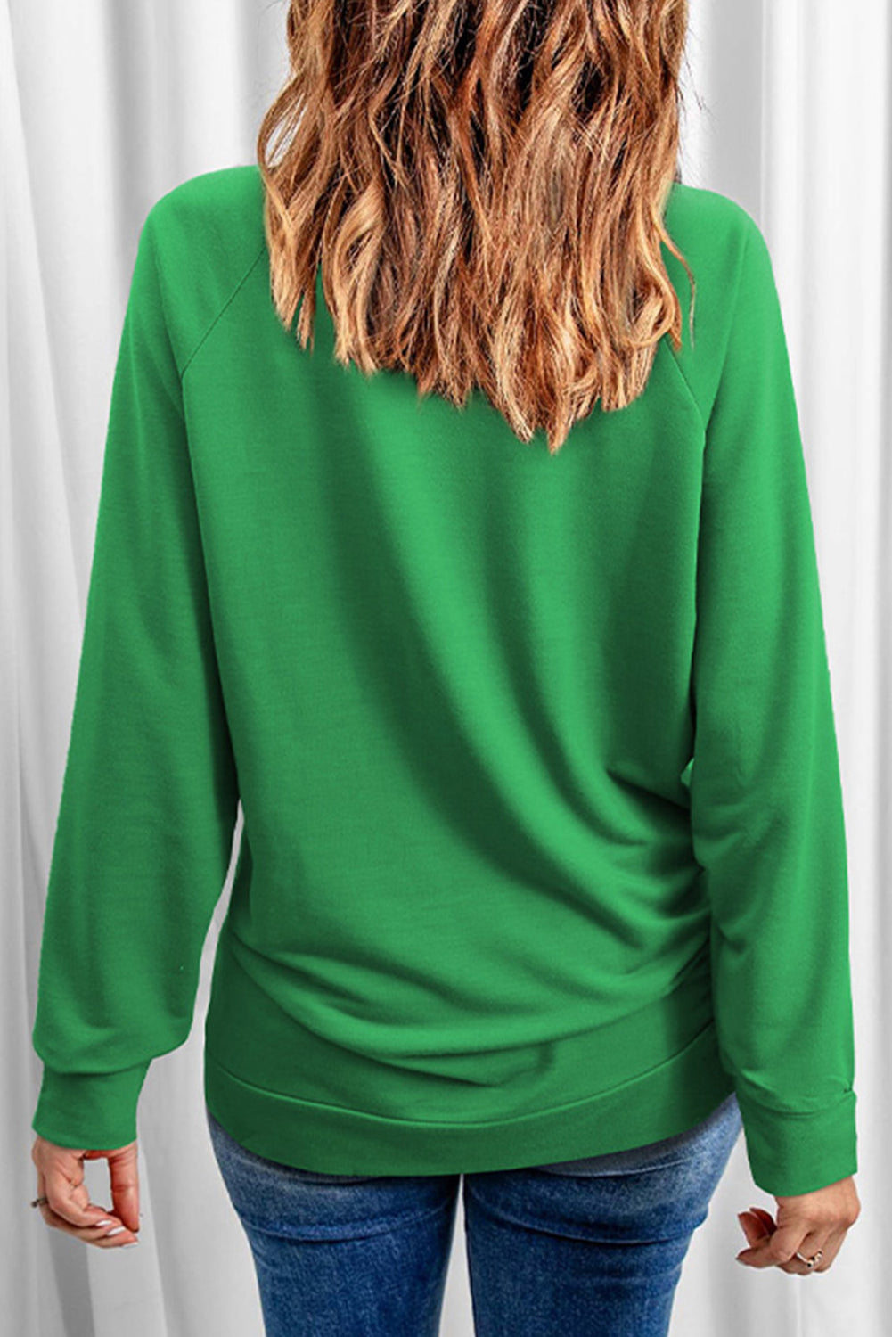 Green Merry & Bright Sequin Pattern Raglan Sleeve Sweatshirt