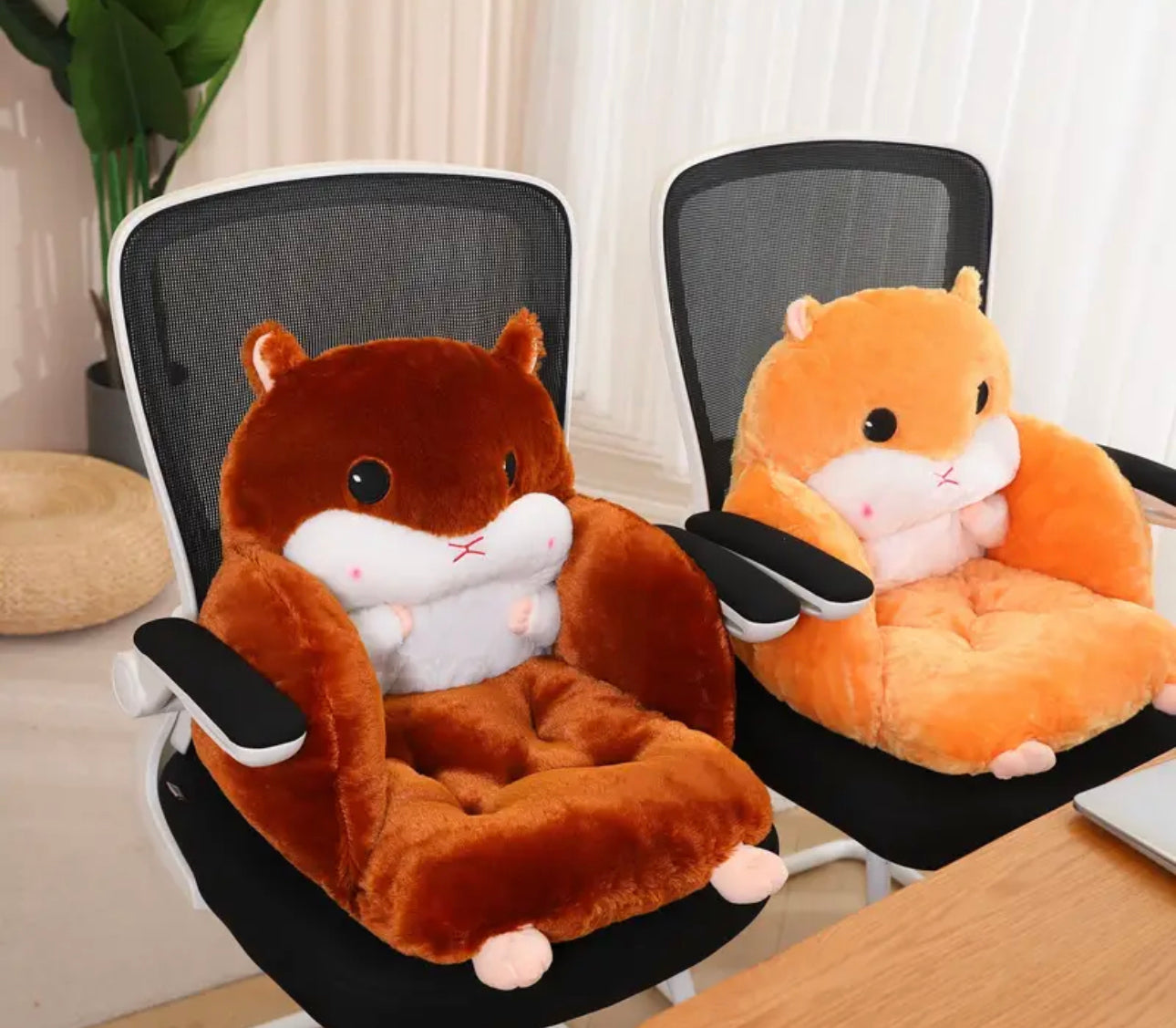Cute Seat Cushion Hamster Shape Lazy Sofa, Cozy Warm Skin-Friendly Plush Office Chair Pads