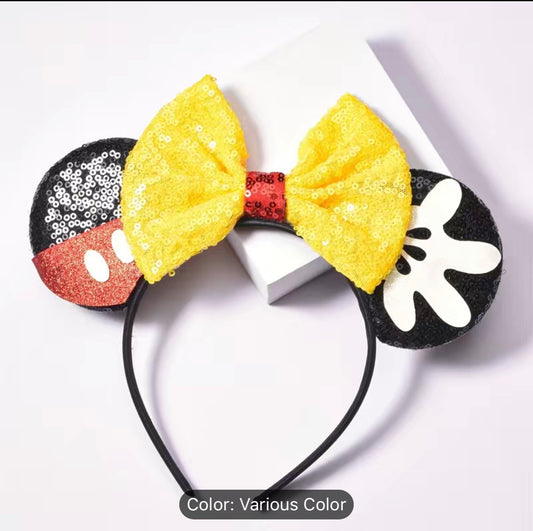 Creative Cute Sweet Sequin Bow Mouse Ear Headband Decorative Hair Accessories For Holiday Birthday Party Performance Girls Gift