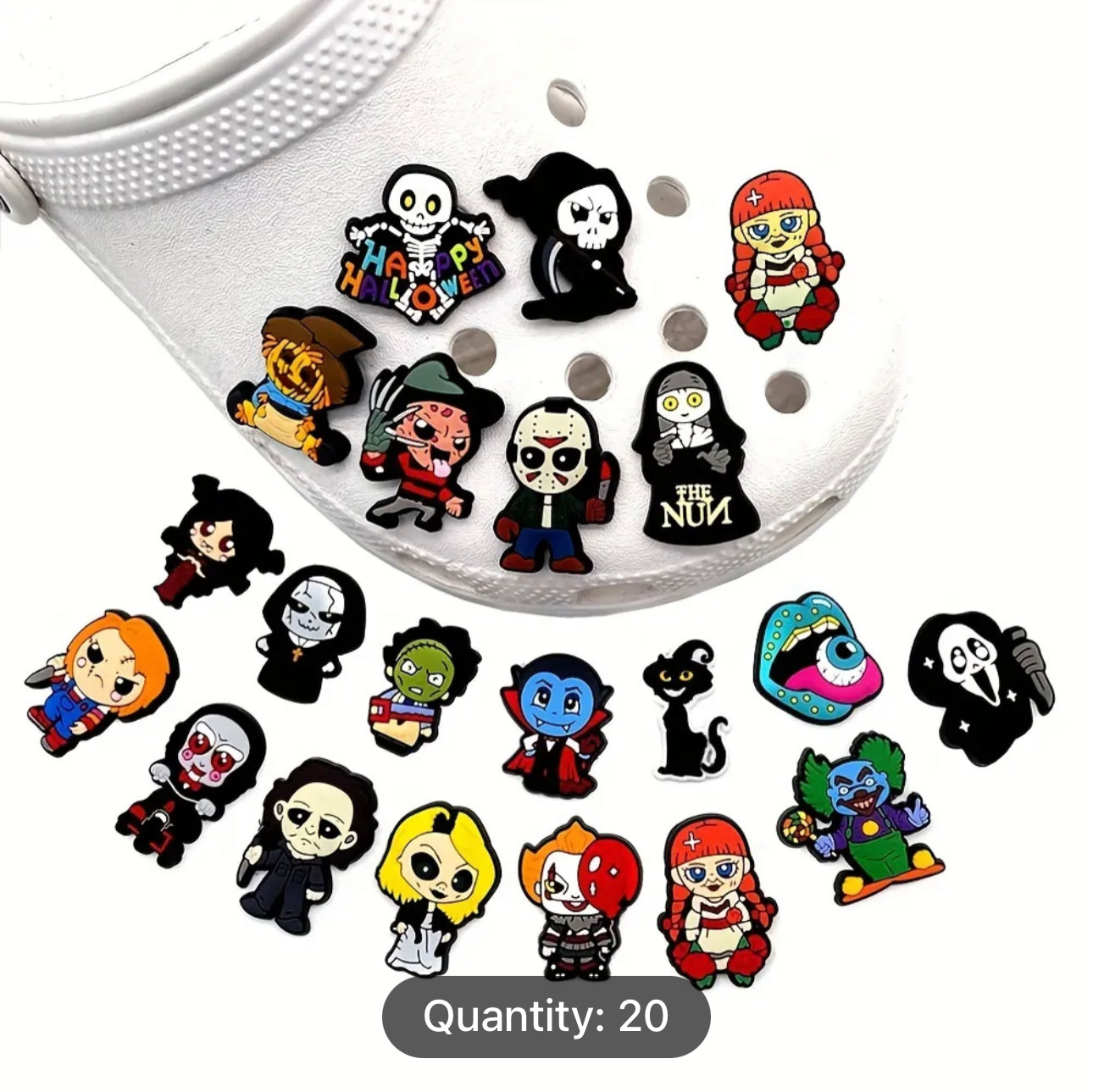 20pcs Halloween Charms For Crocs Cartoon Design Shoe Decorations For A Cute Look Shoes Charms For Womens Mens Kids