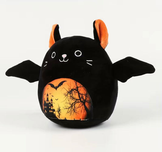 12.6inx9.06in Halloween Bat Plush Toy, Kawaii Halloween Cat Bat Plush Doll, Soft Bat Stuffed Animals Plushies, Halloween Gift For Children, Halloween Home Decor