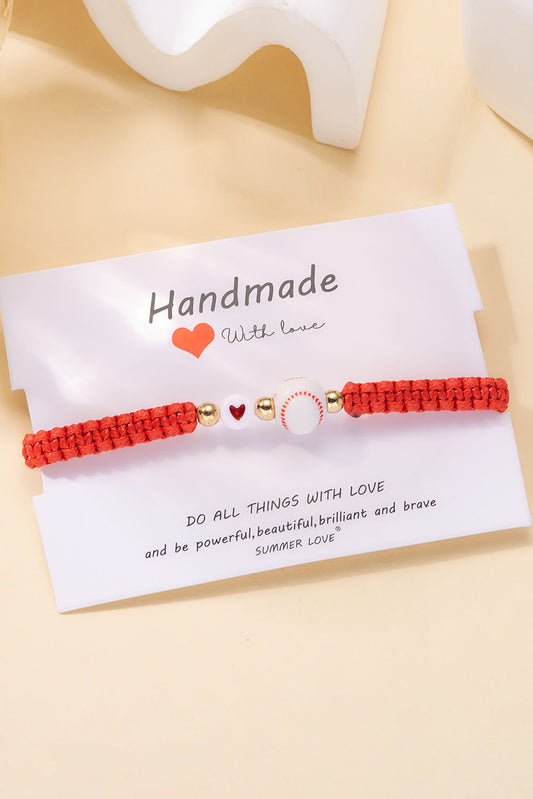 Bright White Baseball Lover Red Rope Bracelet