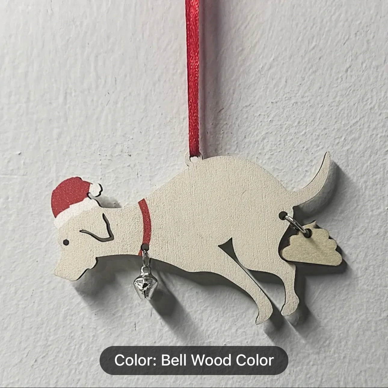 1pc, Wooden Poop Dog Ornament Christmas Tree Decoration Pendant