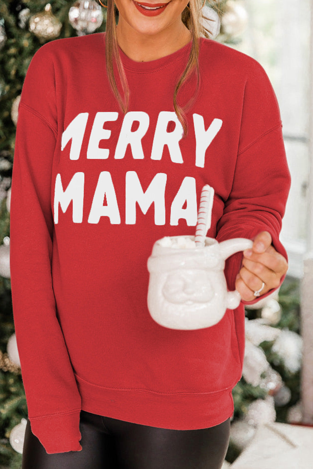 -2 MERRY MAMA Long Sleeve Pullover Sweatshirt