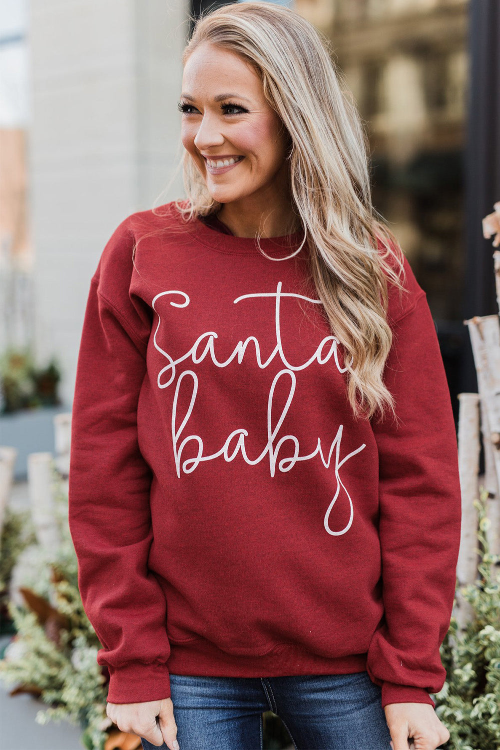 Christmas Santa Baby Print Pullover Sweatshirt