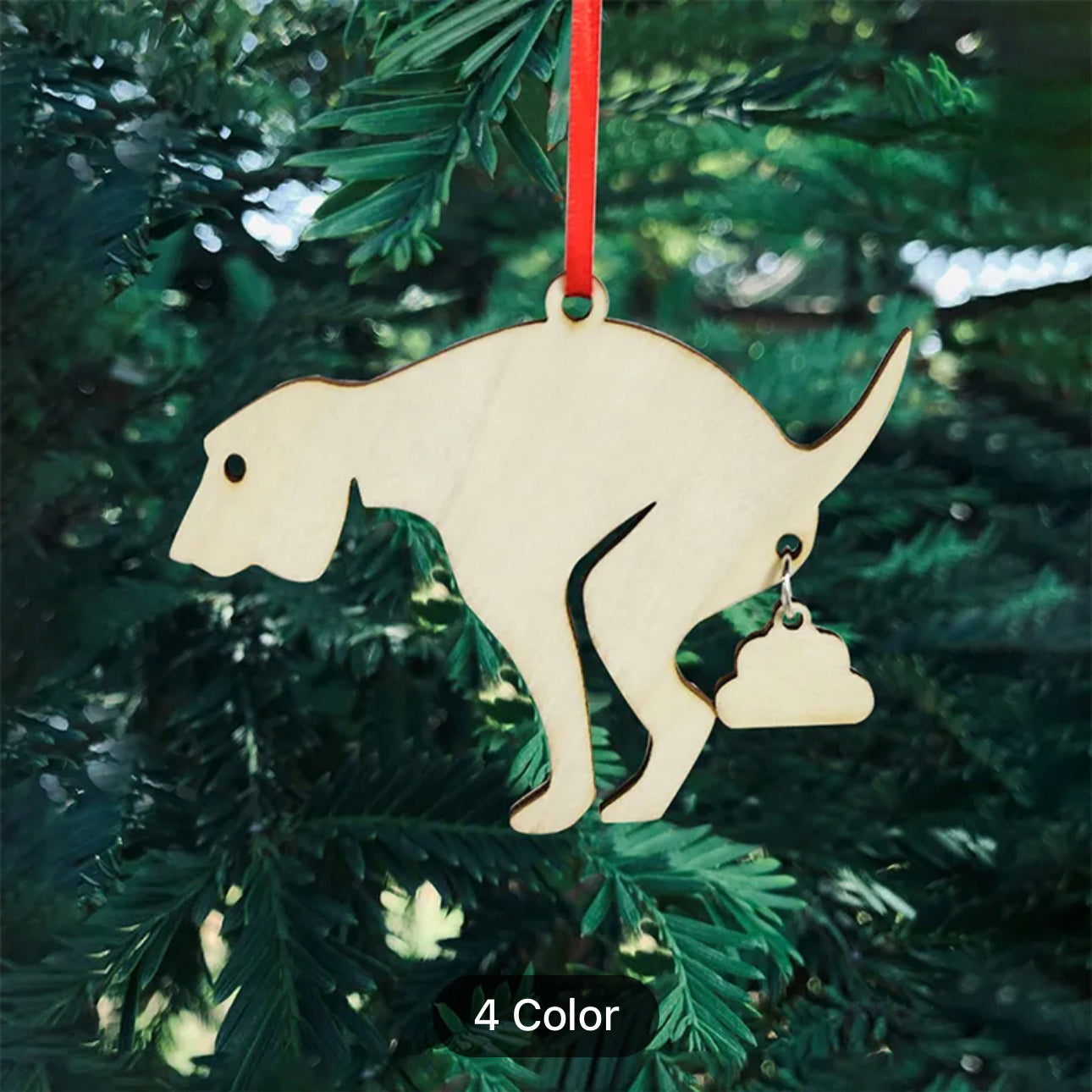 1pc, Wooden Poop Dog Ornament Christmas Tree Decoration Pendant