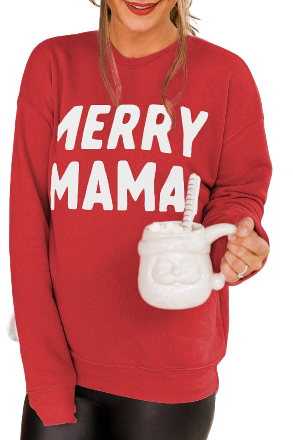 -2 MERRY MAMA Long Sleeve Pullover Sweatshirt