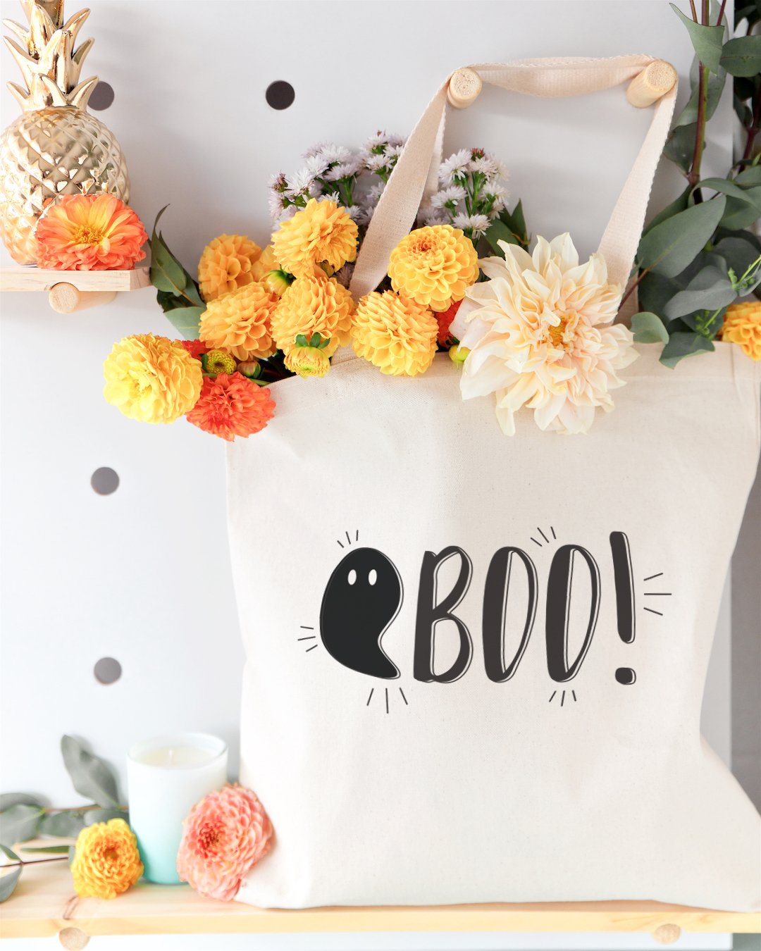 Boo! Halloween Cotton Canvas Tote Bag