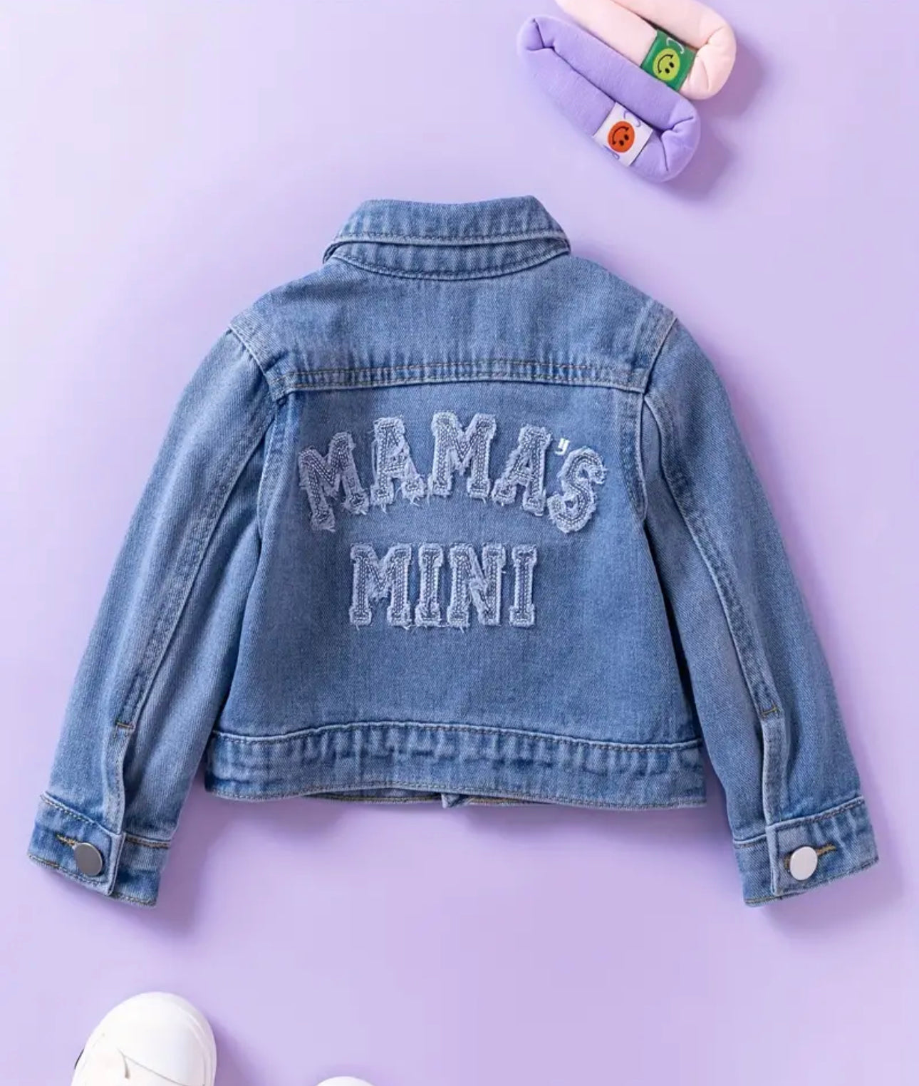 Cute Infant Girl Blue Letter Embroidered Casual Fashionable Denim Jacket Coat