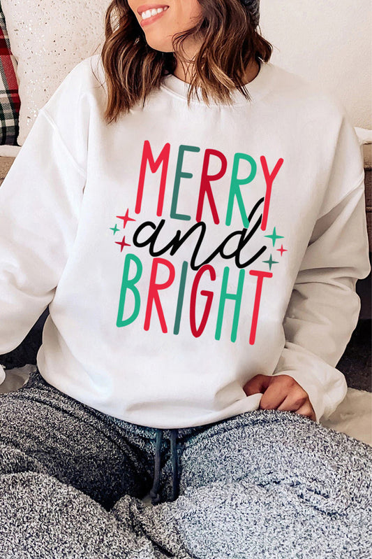 MERRY and BRIGHT Long Sleeve Graphic Sweatshirt