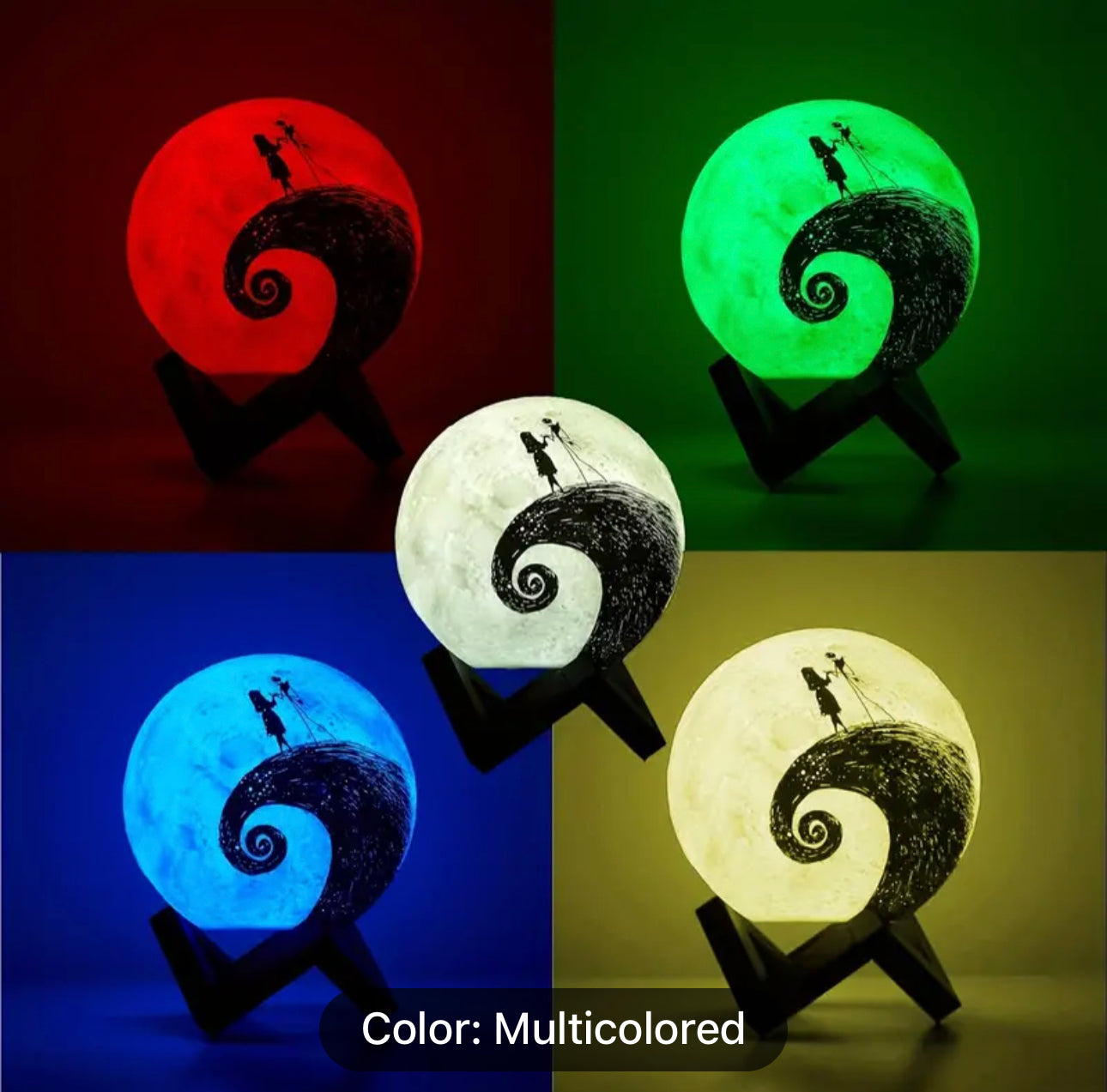Nightmare Before Christmas, Spherical Christmas Nightmare Light, LED Color-changing Mood Light