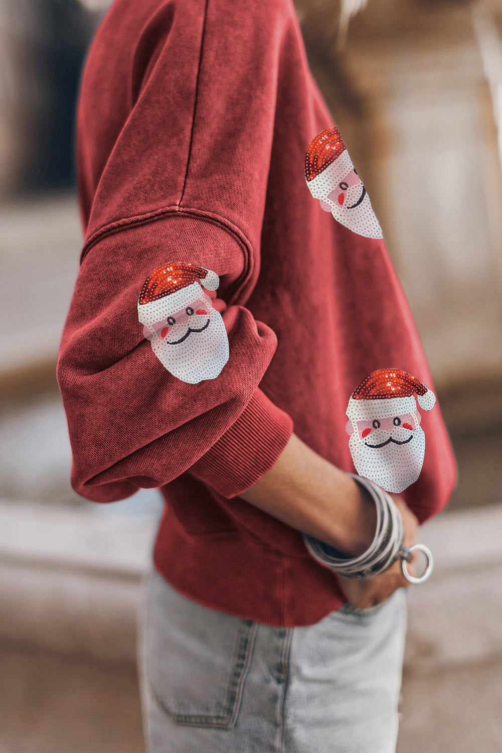 Ruby Sequined Santa Claus Christmas Fashion Sweatshirt
