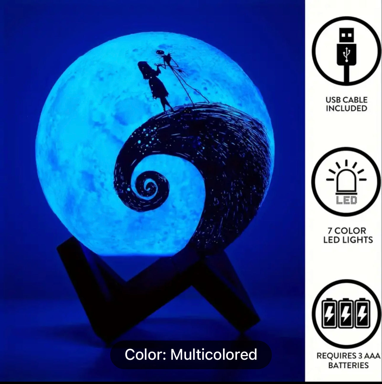 Nightmare Before Christmas, Spherical Christmas Nightmare Light, LED Color-changing Mood Light