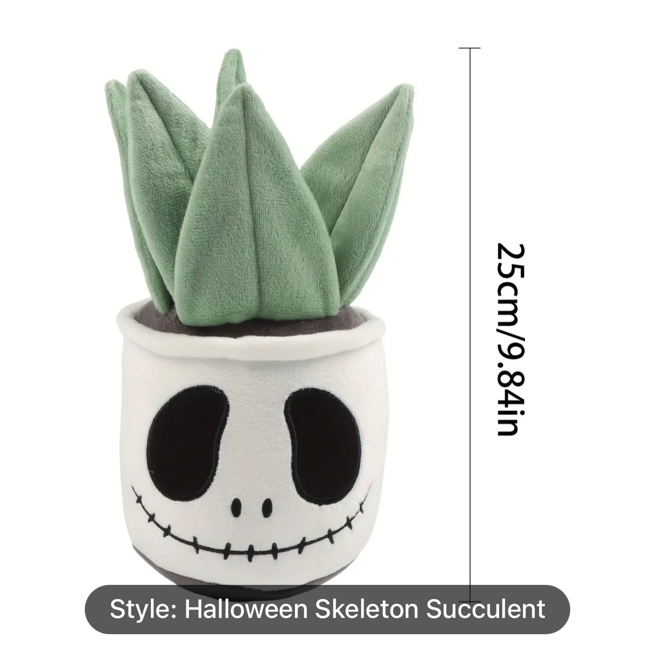 25cm/9.84in Halloween Skeleton Succulent Plant Plush Toys Soft Skeleton Stuffed Toys Potted Plant Toys Halloween Gift For Children Halloween Decor