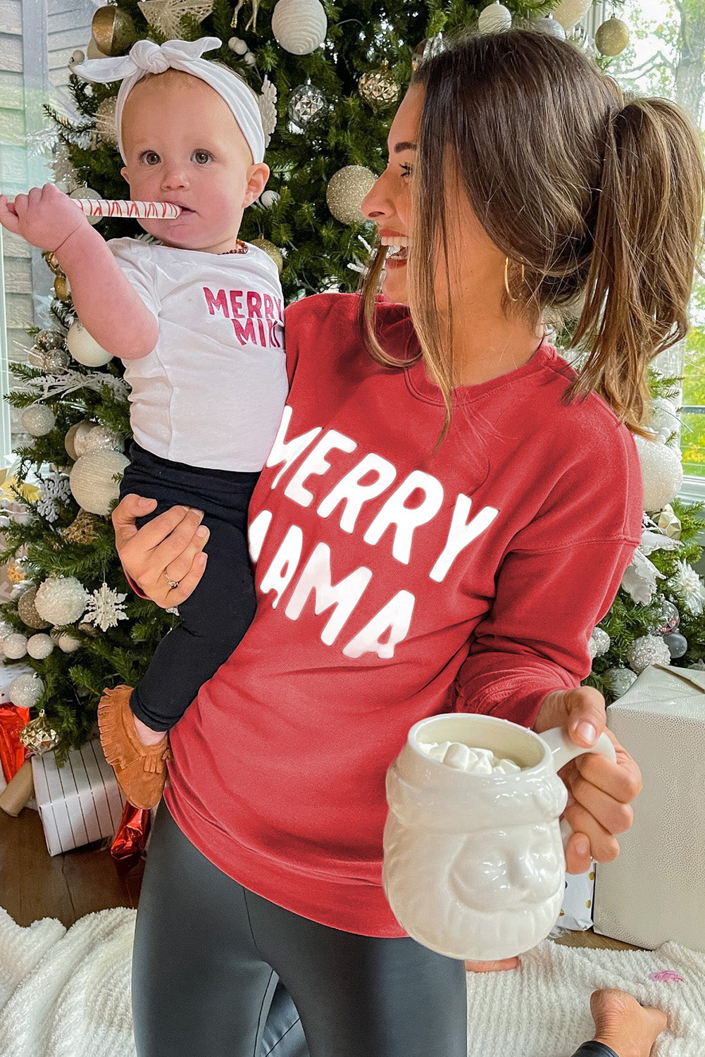 -2 MERRY MAMA Long Sleeve Pullover Sweatshirt