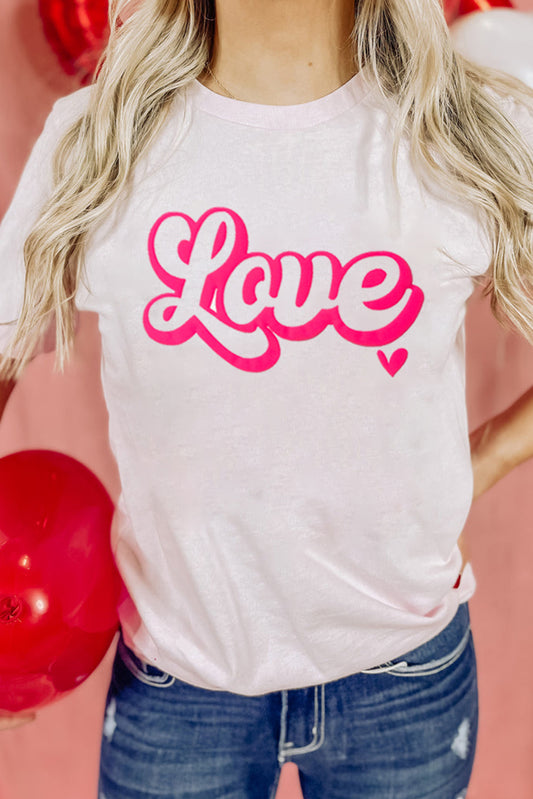 White Valentines Fashion Love Graphic T-shirt