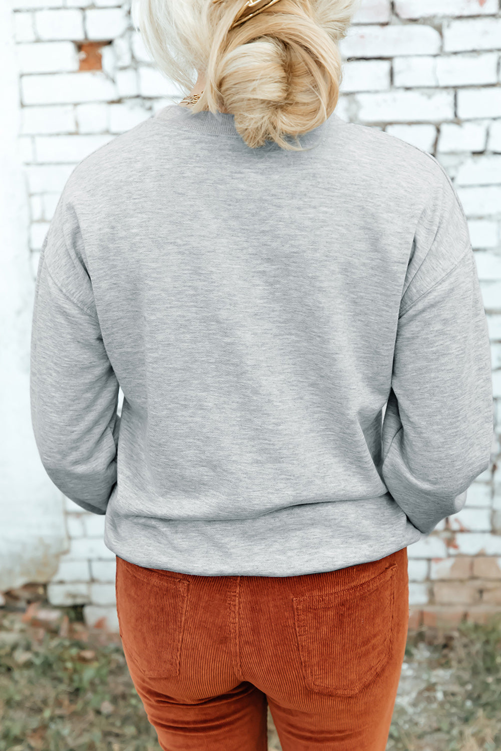 Gray GOOBLE GOOBLE Turkey Print Pullover Sweatshirt