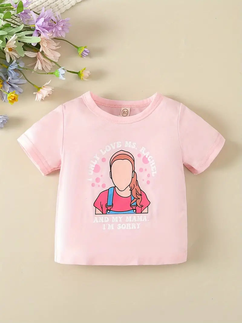 Ms. Rachel Kids shirt, Baby Kid Girls Cartoon Girl & Letter Print Short-sleeved T-Shirt - Cute and Comfortable
