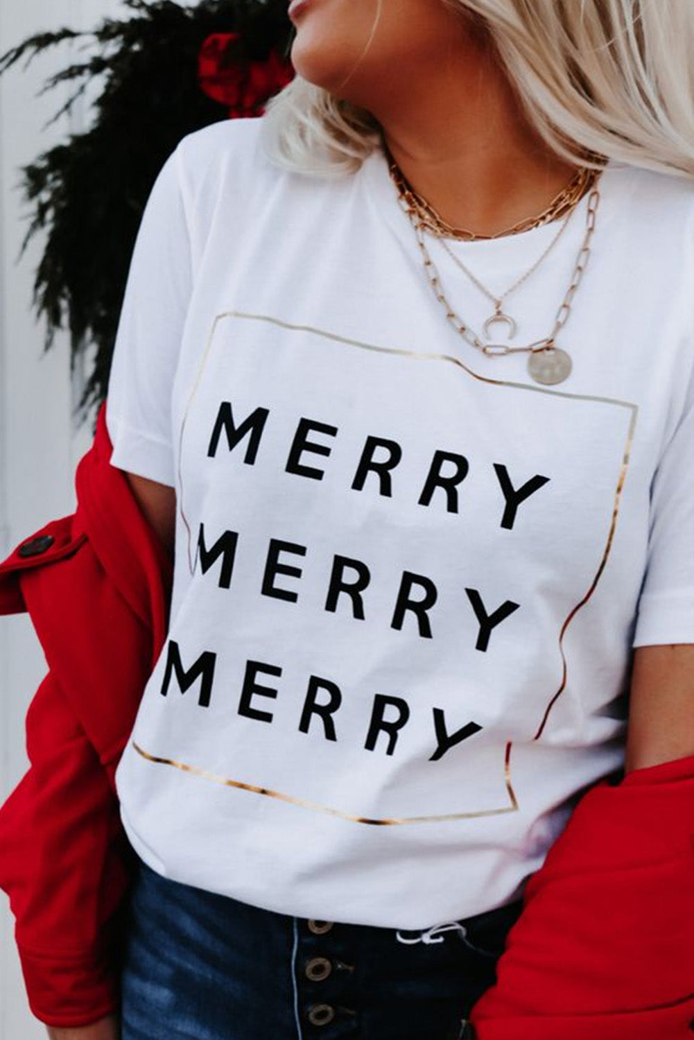 Triple Merry Graphic Print T Shirt