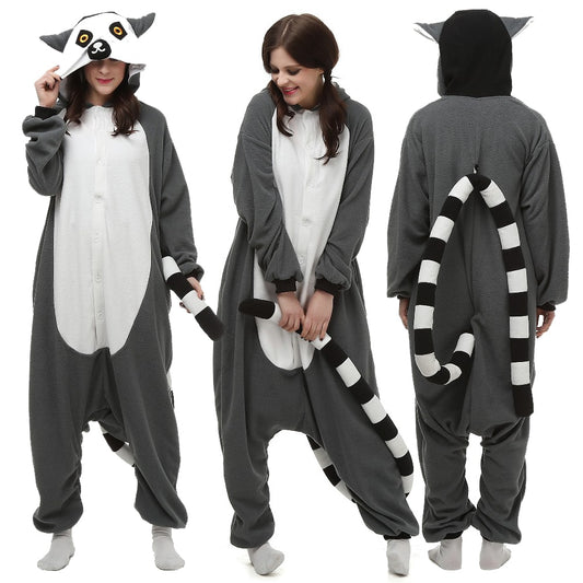Animal Lemur Kigurumi Onesie Unsiex Adult Pijama