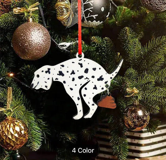 1pc, Wooden Poop Dog Ornament Christmas Tree Decoration Pendant