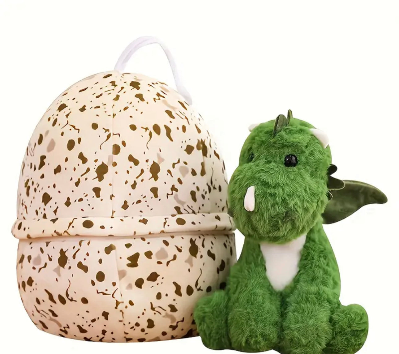 Triceratops Baby In An Egg Stuffed Animal - Dinosaur Plush Toy - Green Triceratops With An Egg Dino Plush Inside
