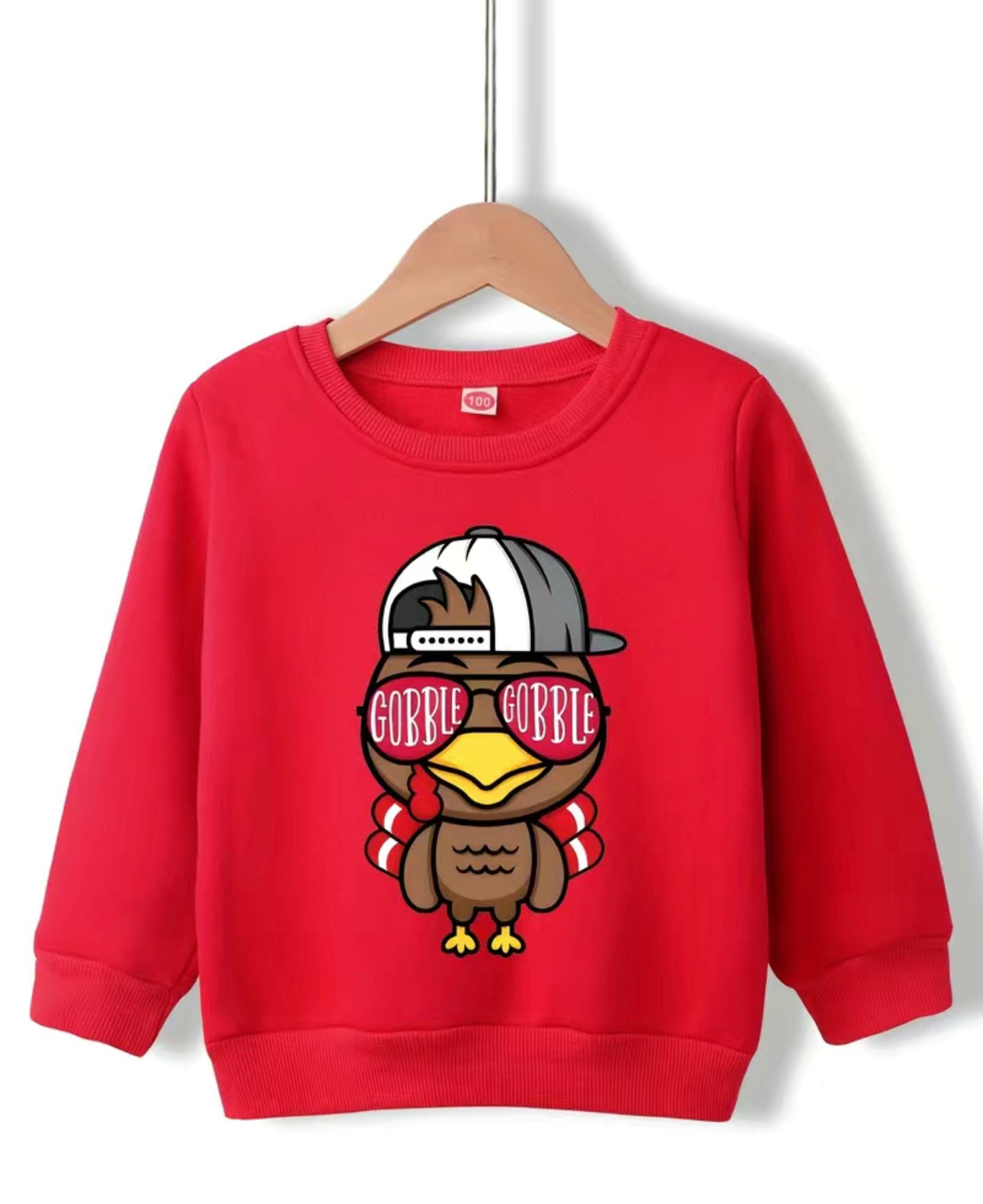 Thanksgiving Cool Turkey In A Cap Graphic Print Boys Warm Fleece Sweatshirt