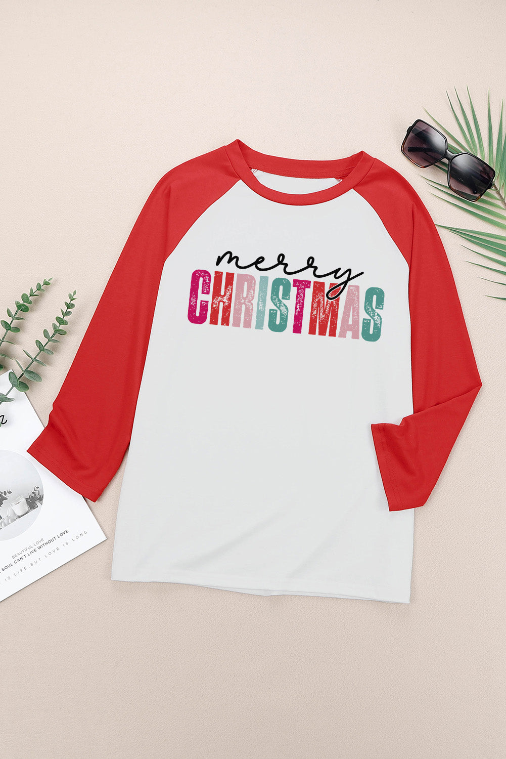 Merry CHRISTMAS Color Block Long Sleeve Top