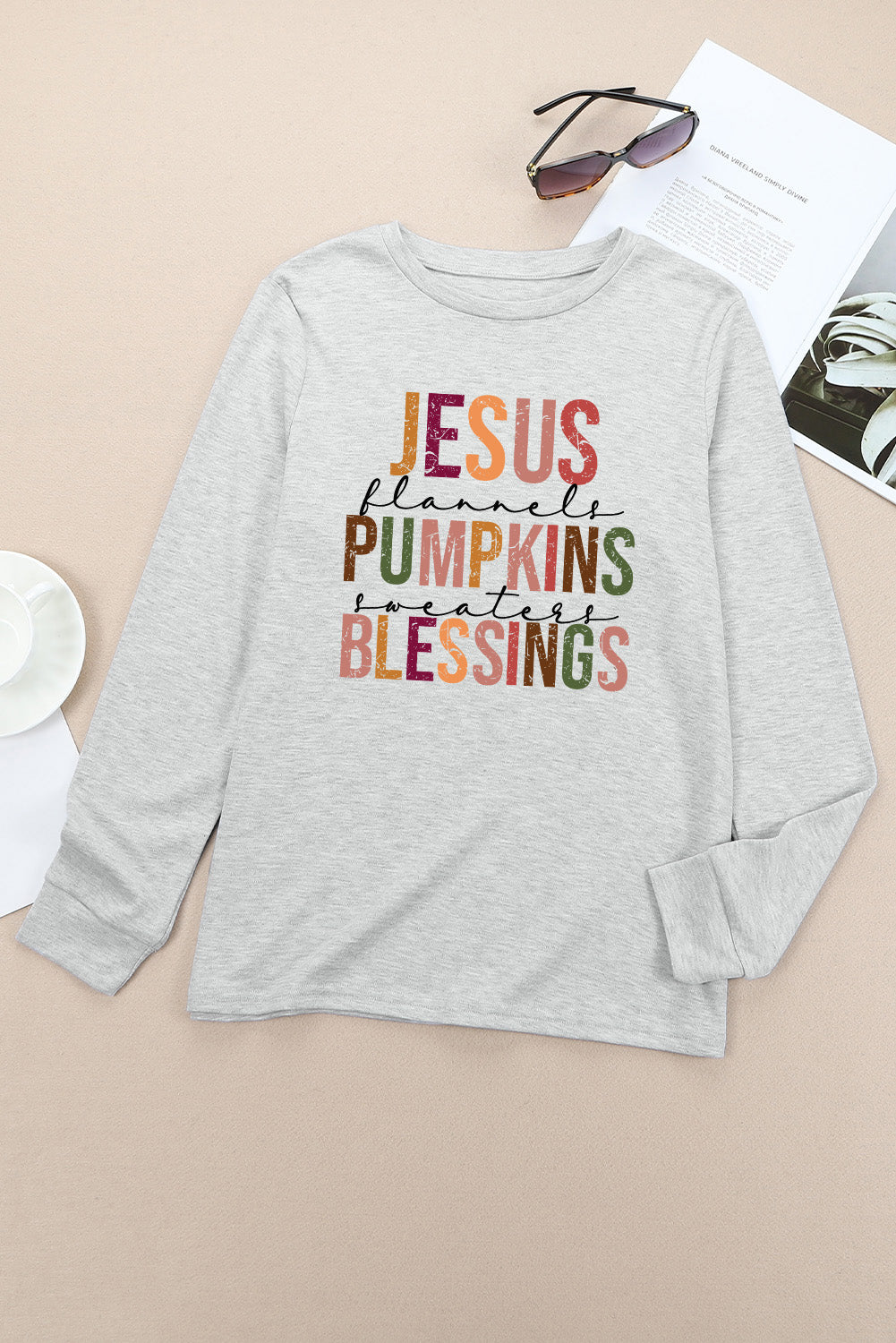 Gray JESUS PUMPKINS BLESSINGS Long Sleeve T Shirt