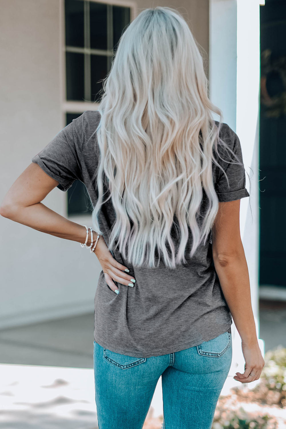 Gray Peace Love Santa Graphic Tee