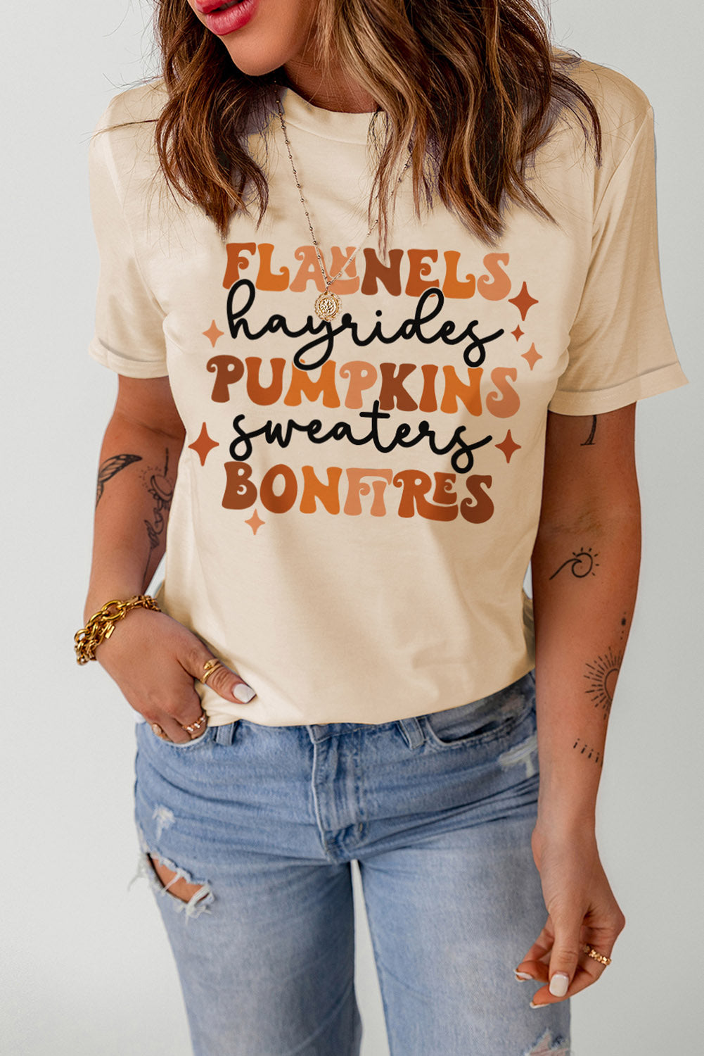 Khaki Flannels Hayrides Pumpkins Sweaters Bonfires Tee
