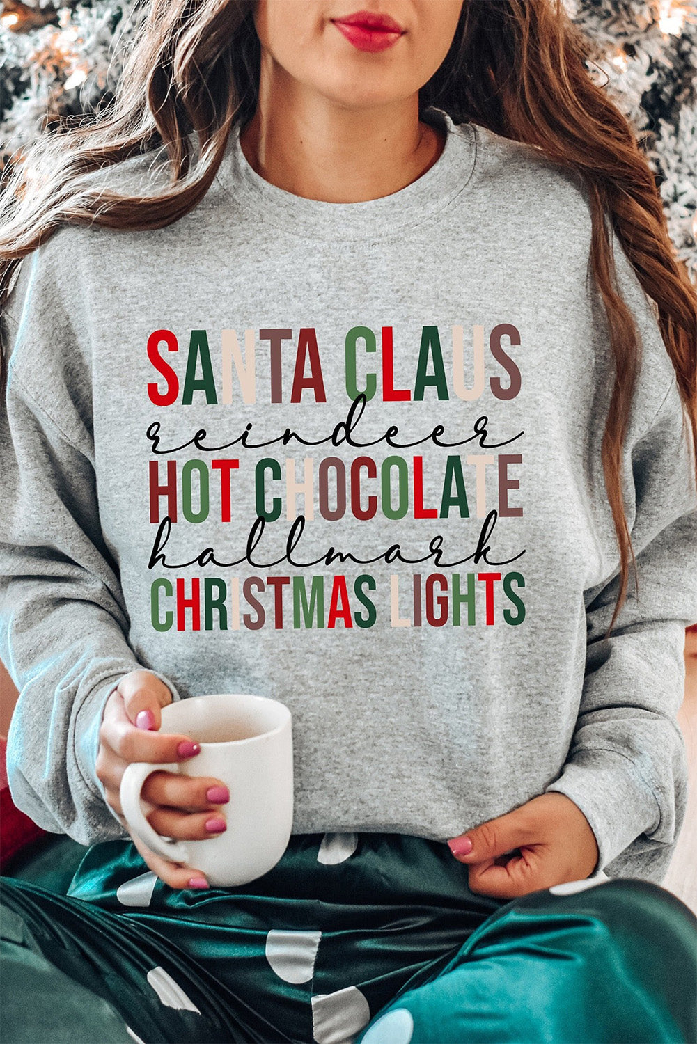 Christmas Letter Graphic Print Pullover Sweatshirt