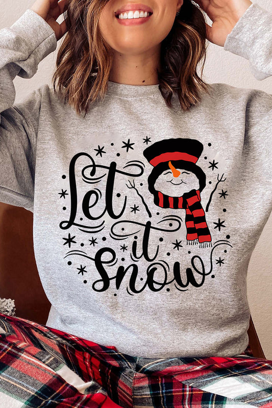 Gray Let it Snow Snowman Graphic Sweatshirt
