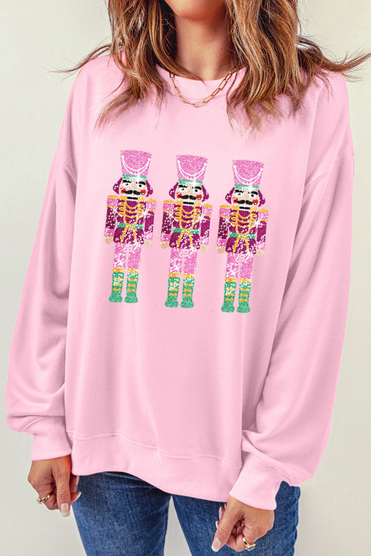Pink Christmas Neon Nutcrackers Crewneck Sweatshirt