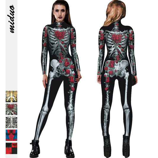 New Halloween Cosplay 3D Skull Digital Printing Jumpsuits