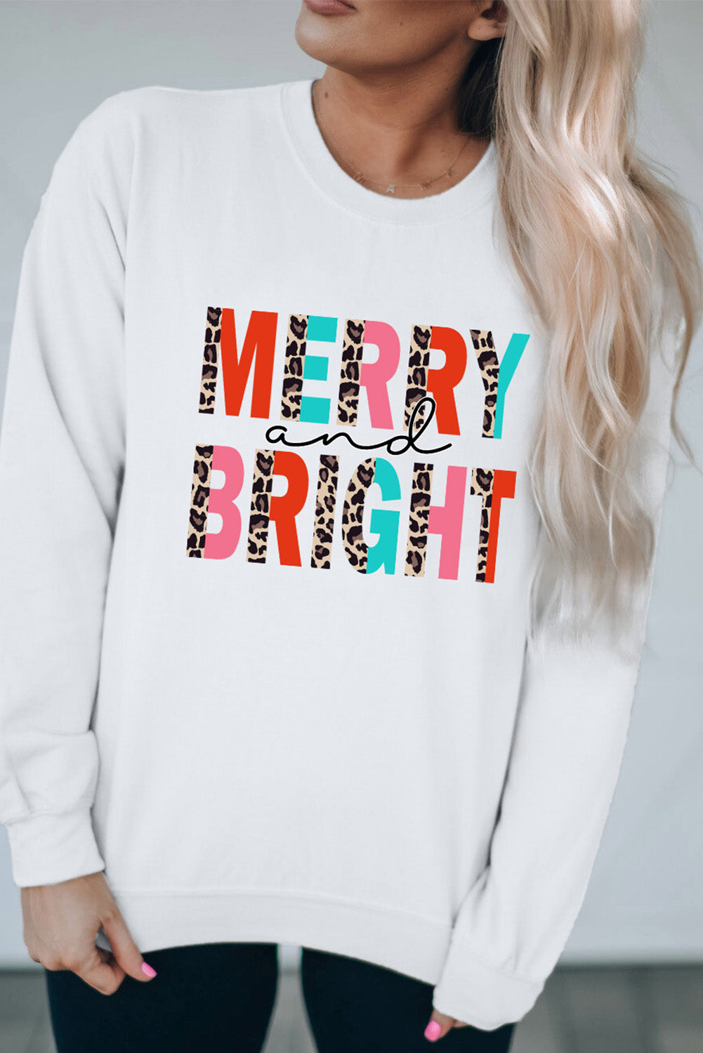 MERRY and BRIGHT Leopard Print Pullover Sweatshirt