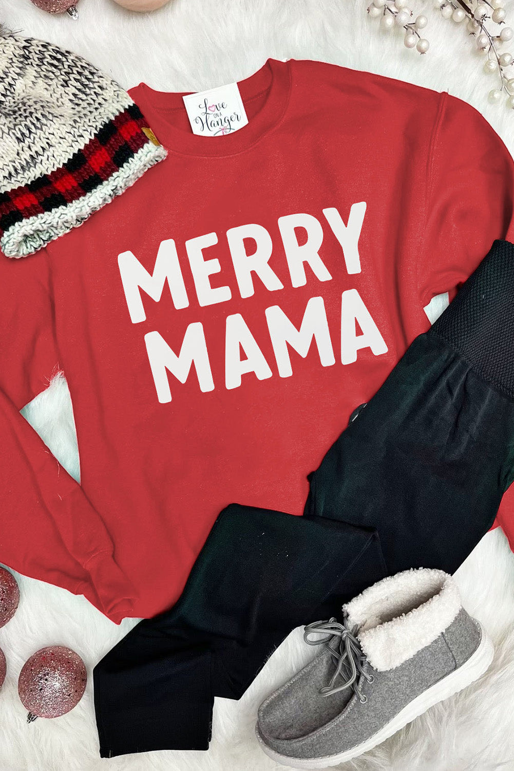 -2 MERRY MAMA Long Sleeve Pullover Sweatshirt