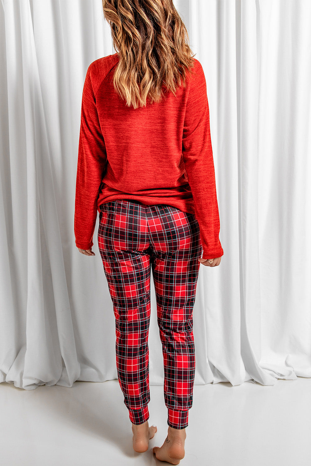 Let It Snow Christmas Plaid 2pcs Loungewear