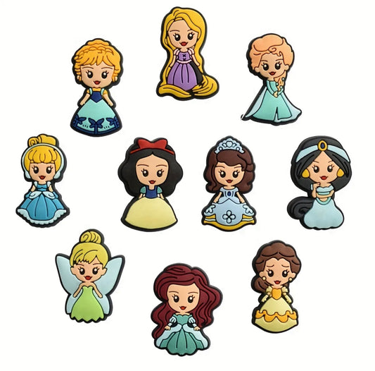 10pcs Princess Pattern Shoe Charms - Perfect Gift for Princesses at Christmas & Birthdays!