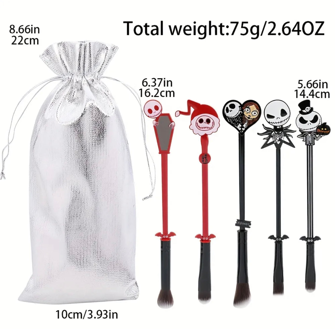 5-Piece Christmas Makeup Brush Set with Cute Pouch - Perfect for Holiday Gifting!