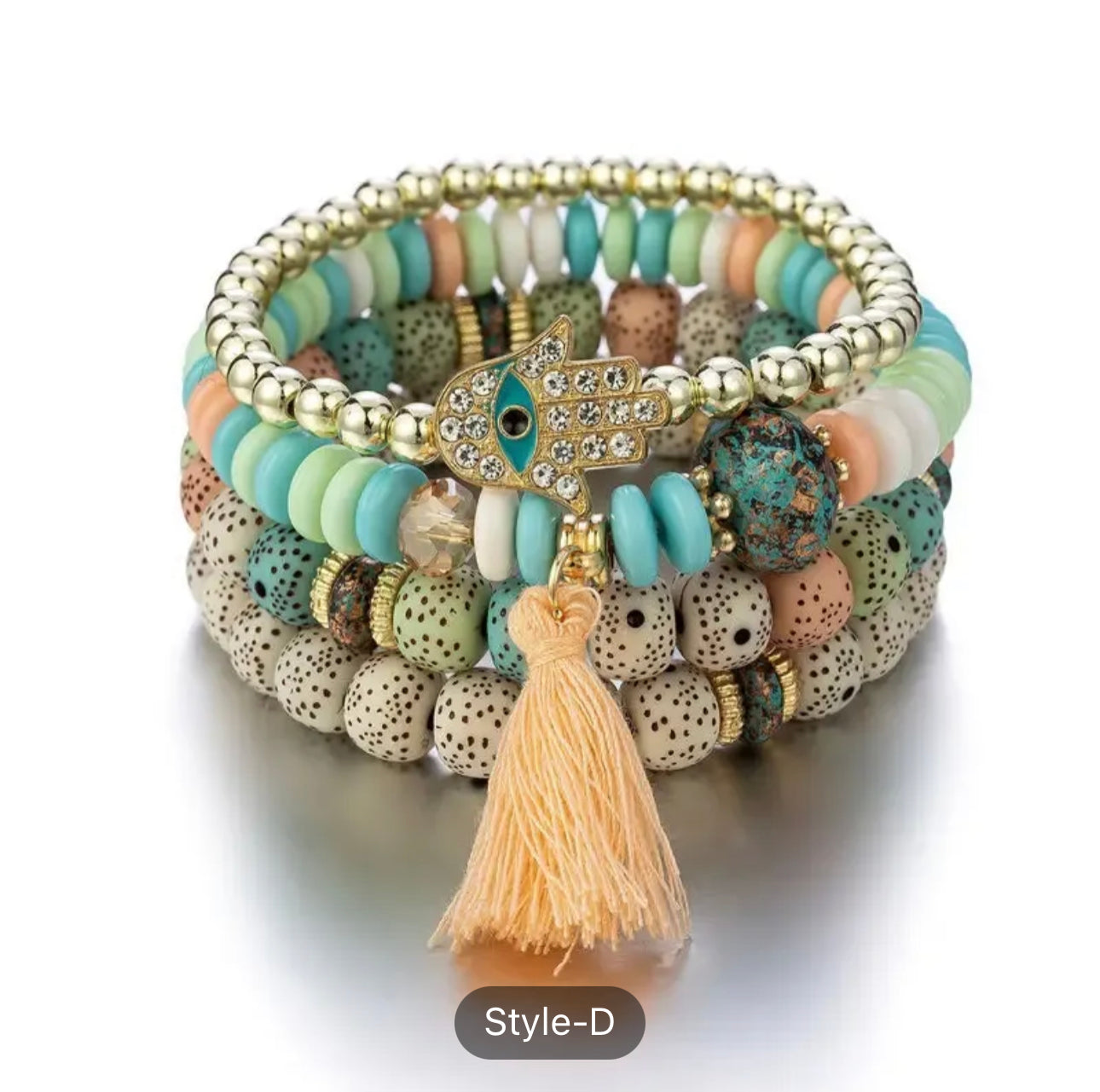 Gorgeous Tassel Palm Eye Pendant Bracelet - A Perfect Addition to Your Boho Look!