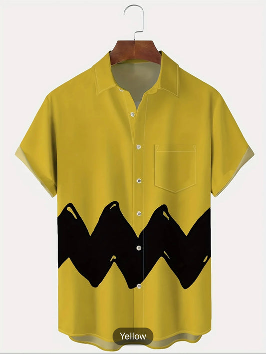 Vintage Style Men's Plus Size Shirt - Stretchy Comfy Fabric, Perfect for Summer!