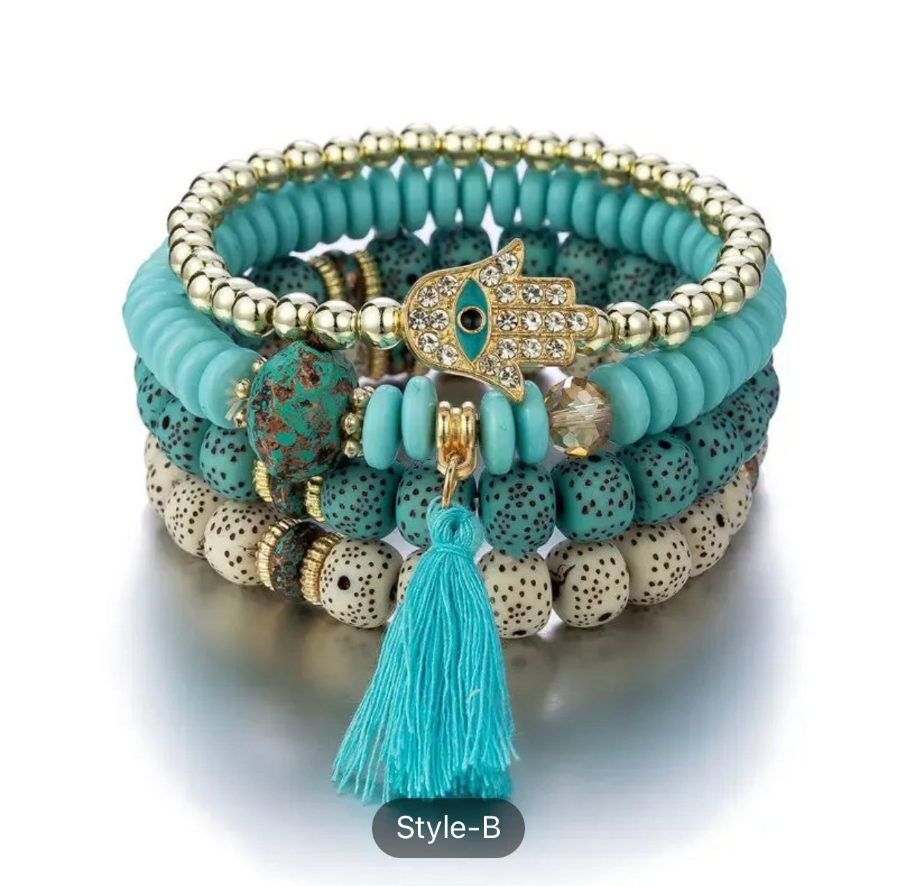 Gorgeous Tassel Palm Eye Pendant Bracelet - A Perfect Addition to Your Boho Look!