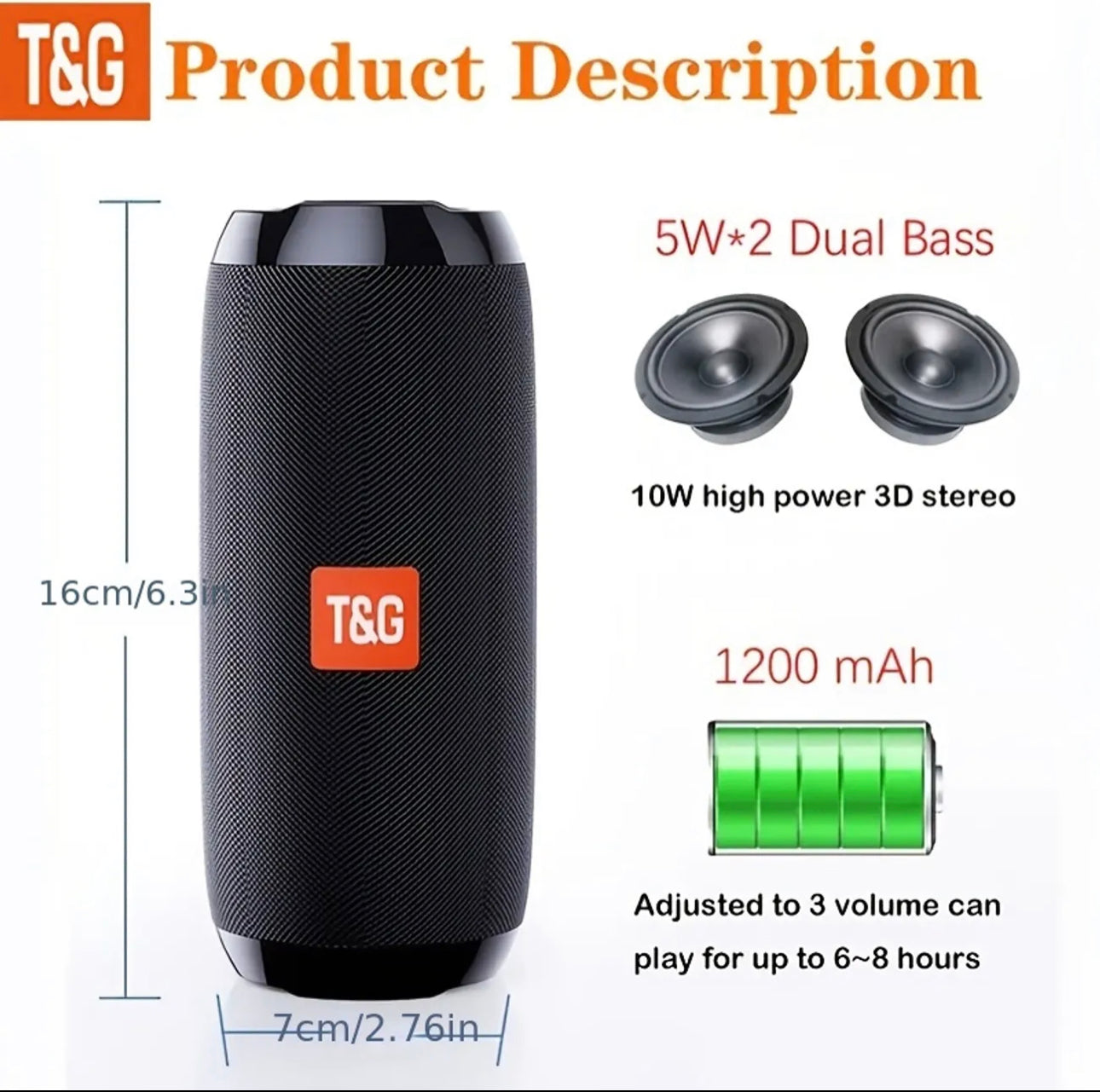 Bass-Boosting Portable Wireless Speaker - Charge via USB, TF, AUX, FM & TAP Plug-Ins!