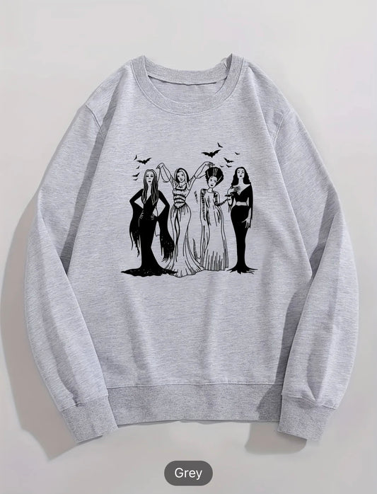 Graphic Print Crew Neck Sweatshirt, Casual Long Sleeve Sweatshirt For Spring & Fall, Women's Clothing