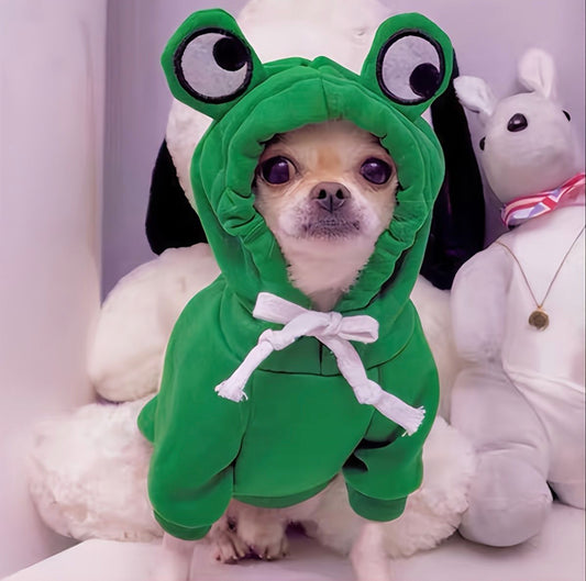 Pet Frog Shaped Clothes, Pet Sweater, Green Dog Hoodie, For Small & Medium Dogs