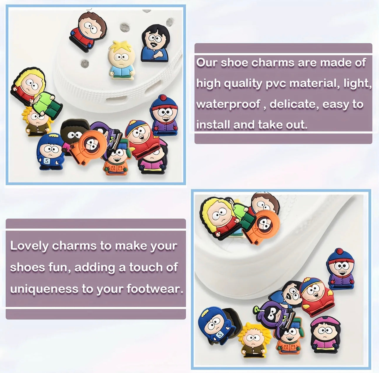15pcs Cartoon Cute Shoe Charms For Crocs Sandals Unsex Shoe Decoration Party Birthday Gifts