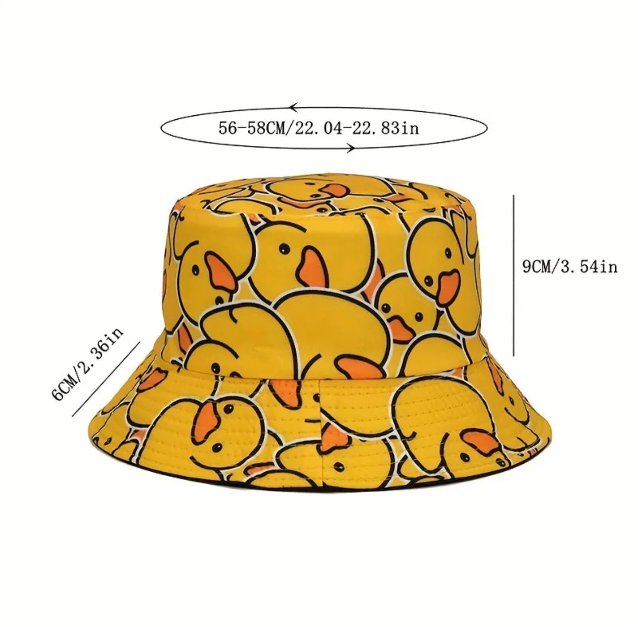 Cute Duck Print Bucket Hat Yellow Cartoon Lightweight Basin Hat Unisex Foldable Sunshade Fisherman Cap For Women Men