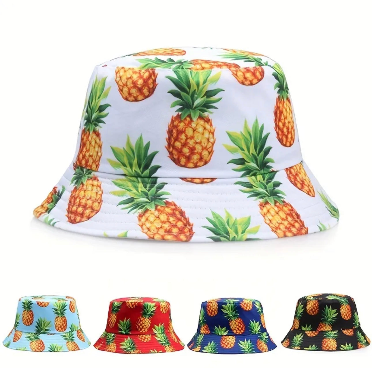 1pc 2022 New Summer Bucket Hat For Men Fruit Pineapple Cherry Lemon Printed Double-Sided Panama Sun Bob Two Side Fisherman Hat